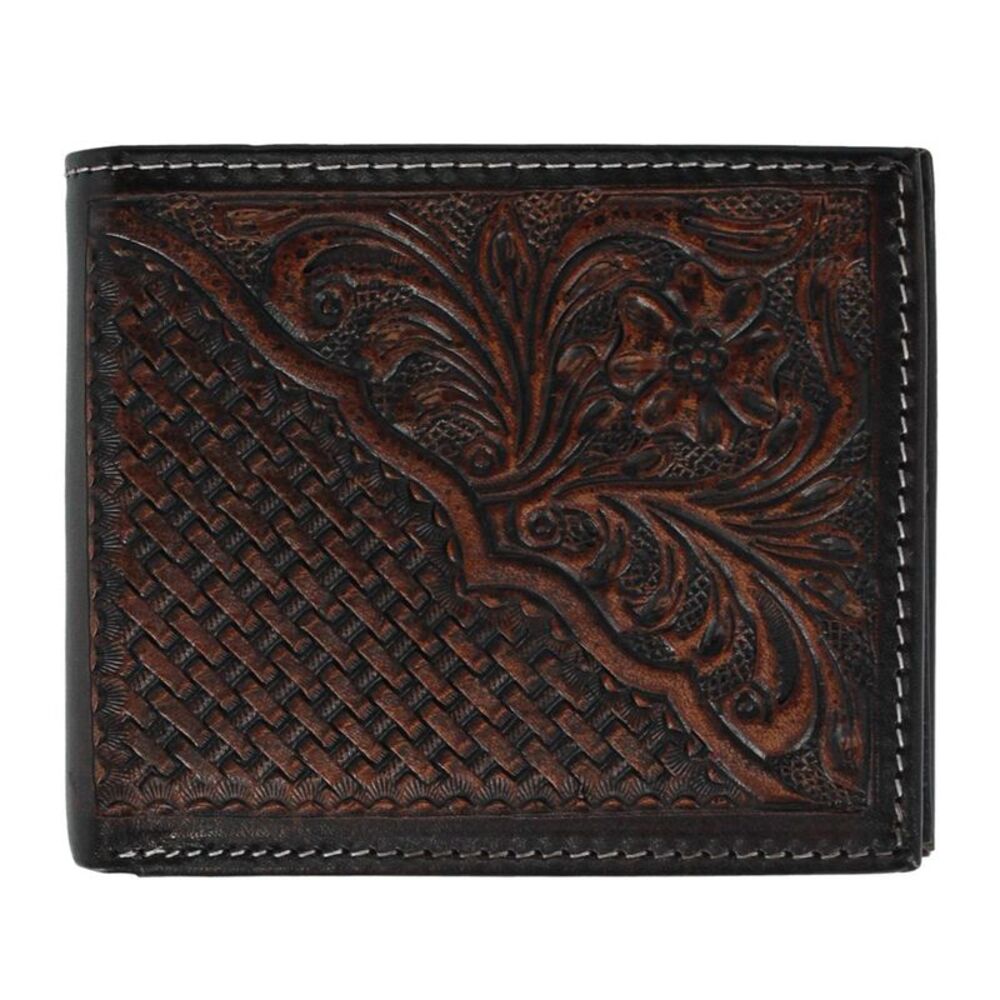 American Bison Men's Hand Tooled Leather Bifold Wallet